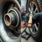 uszkodzony wentyl w oponie